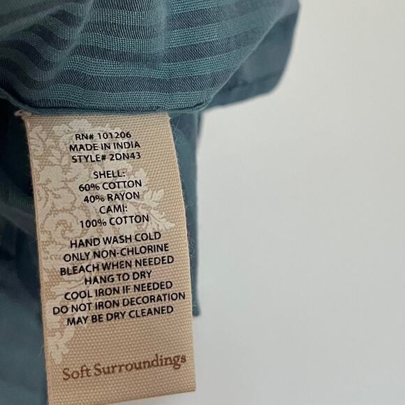 Soft Surroundings Commelina Top & Tank Size M Blue Floral Boho Prairecore NWT - Picture 9 of 9